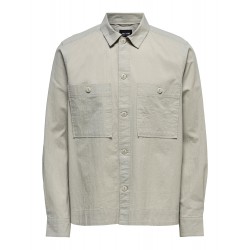 Only & Sons Dash long sleeve stretch overshirt - Silver Lining