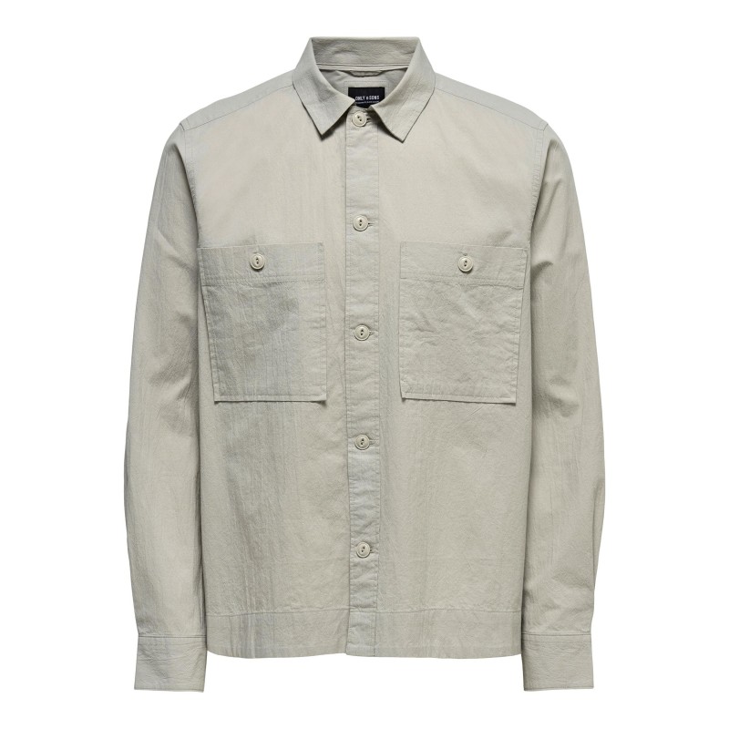 Only & Sons Dash long sleeve stretch overshirt - Silver Lining
