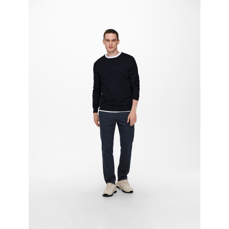 ONLY & SONS Wyler L/S Striktrøje - Dark Navy