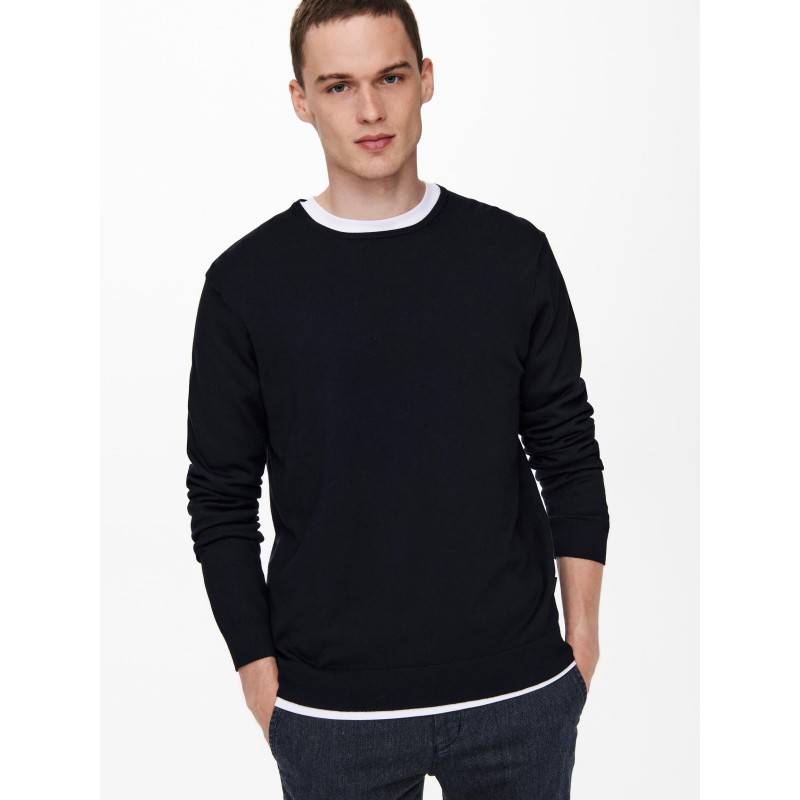 ONLY & SONS Wyler L/S Striktrøje - Dark Navy