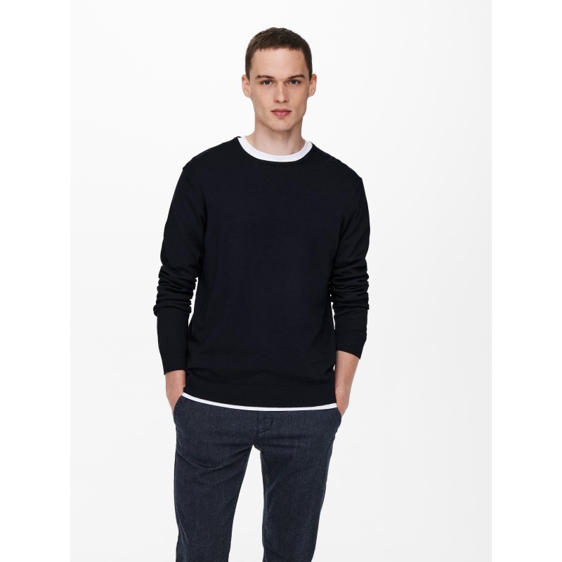 ONLY & SONS Wyler L/S Striktrøje - Dark Navy
