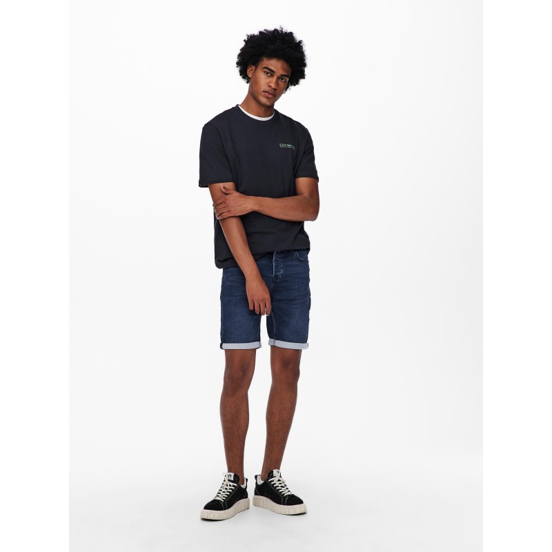 ONLY & SONS Ply Jog Denim Shorts - Blue Denim