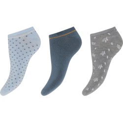 DECOY Sneaker 3-pak bambus strømper - Grå / Blå