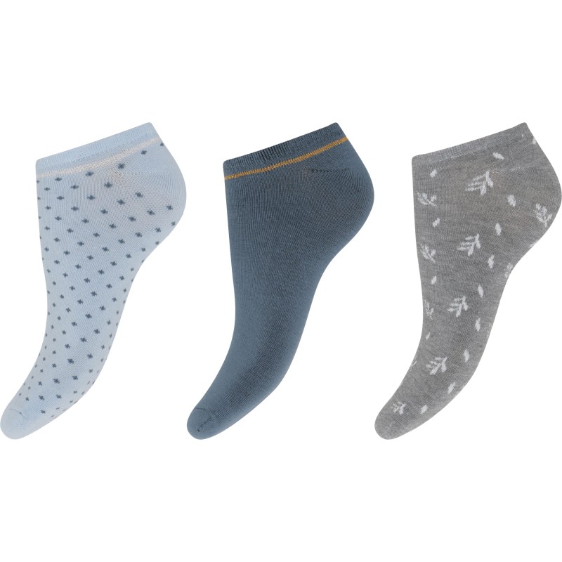 DECOY Sneaker 3-pak bambus strømper - Grå / Blå