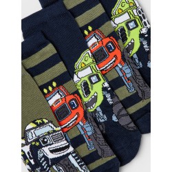 Name It Mini 5-pak Strømper Med Monster Print - Dark Sapphire