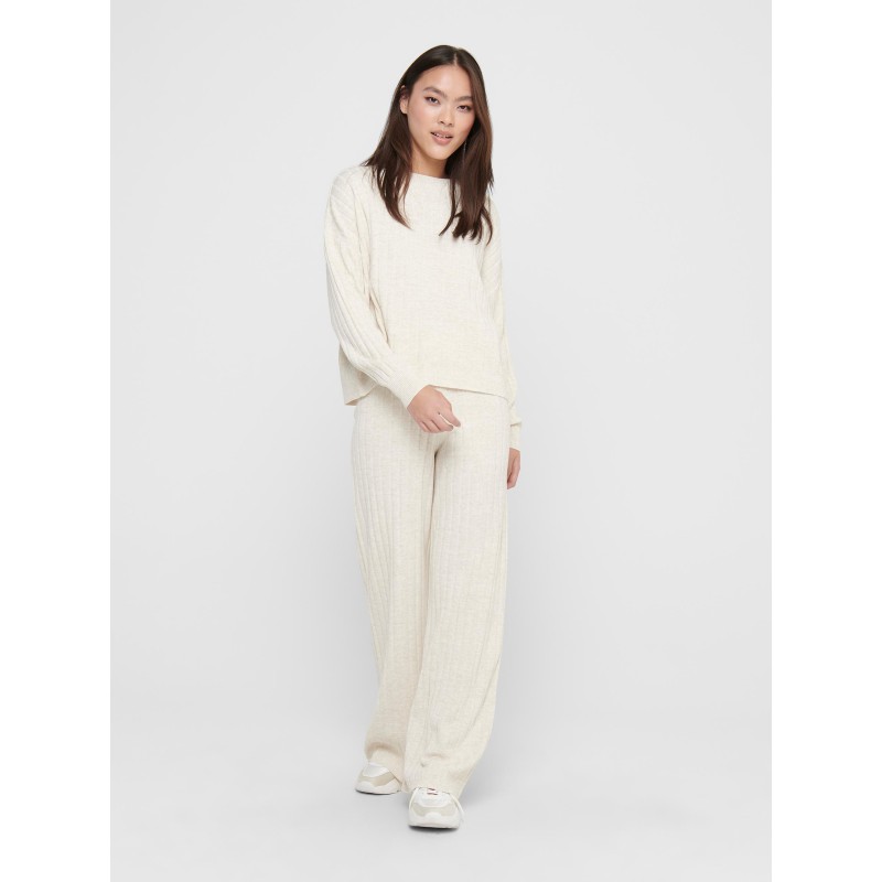 ONLY Tessa Strik kede Højtaljede Bukser - Pumice Stone