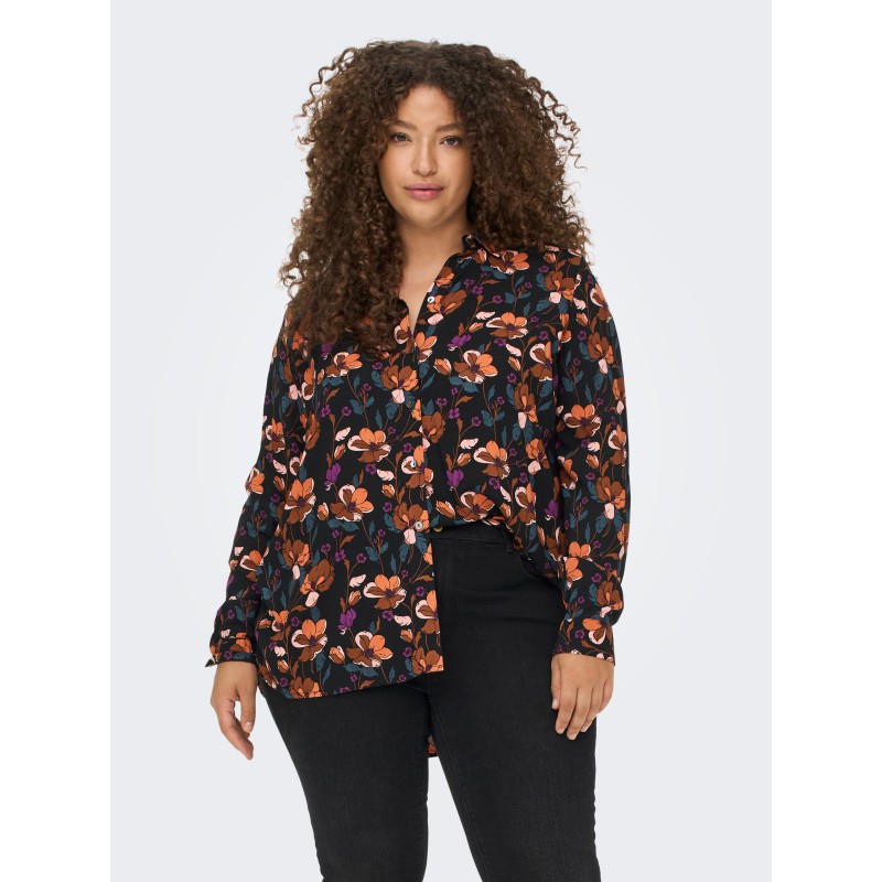 Only Carmakoma Plus Size Lolli langærmet skjorte - Sort