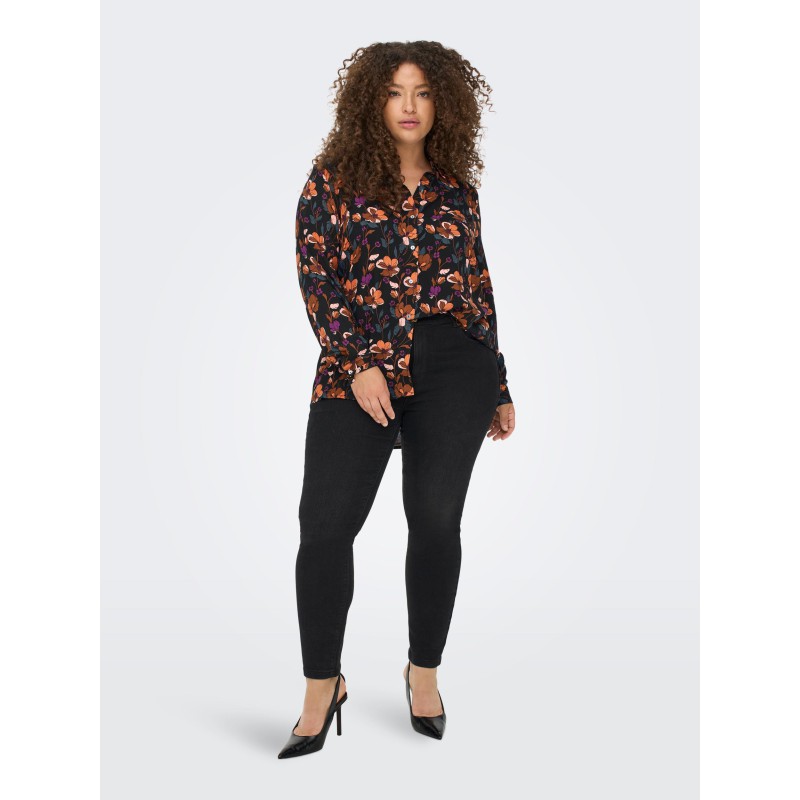 Only Carmakoma Plus Size Lolli langærmet skjorte - Sort