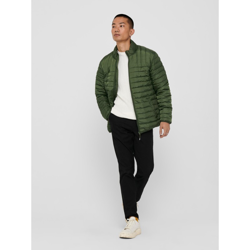 Only & Sons Paul quiltet højhalset jakke - Olive Night