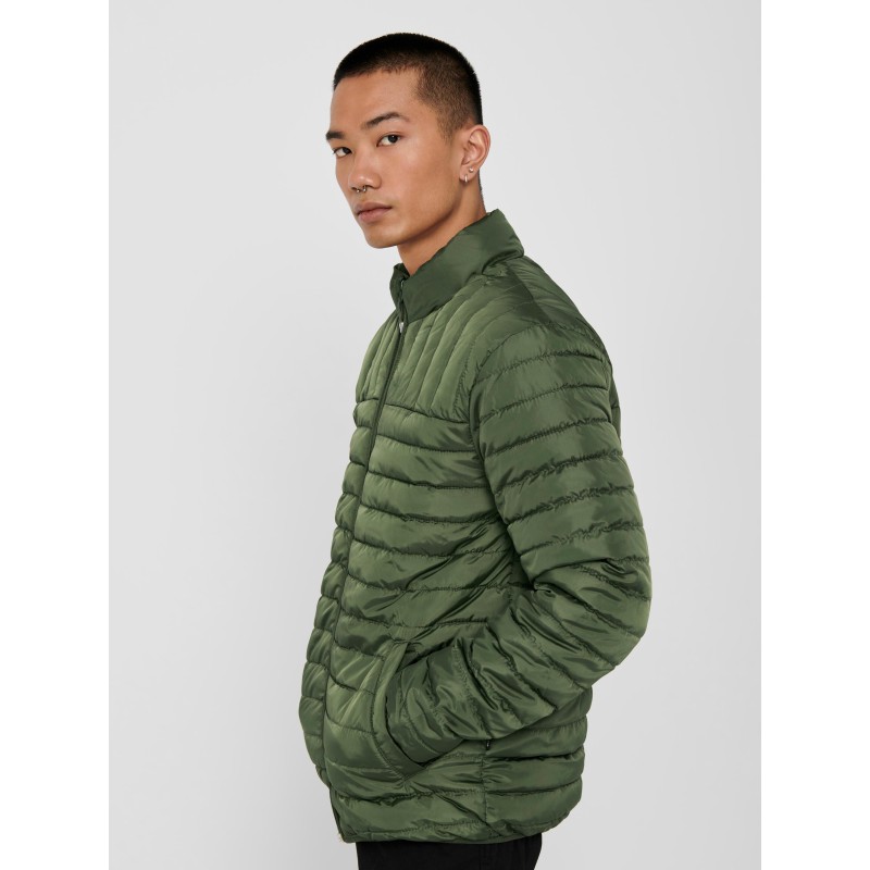 Only & Sons Paul quiltet højhalset jakke - Olive Night