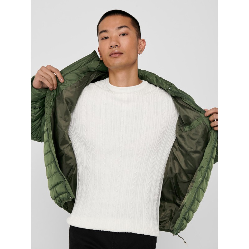 Only & Sons Paul quiltet højhalset jakke - Olive Night