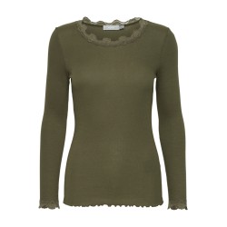 Fransa Zamond langærmet Blonde Top - Hedge Green