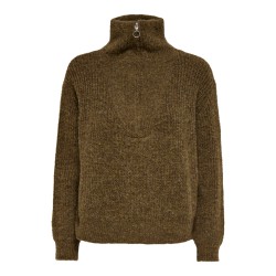 ONLY Baker Langærmet Zip Pullover Knt - Cocoa Brown