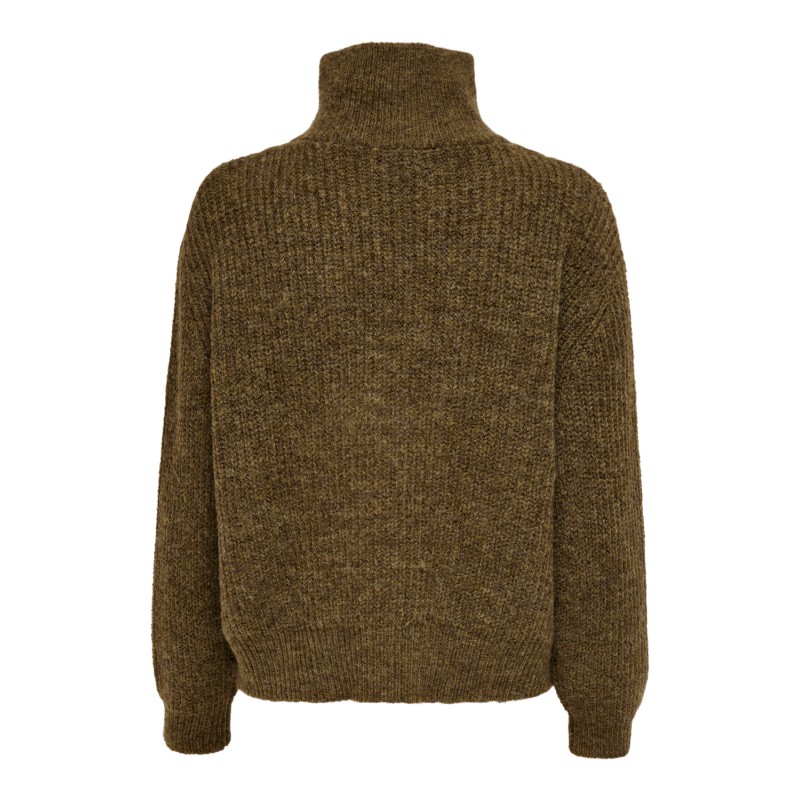 ONLY Baker Langærmet Zip Pullover Knt - Cocoa Brown