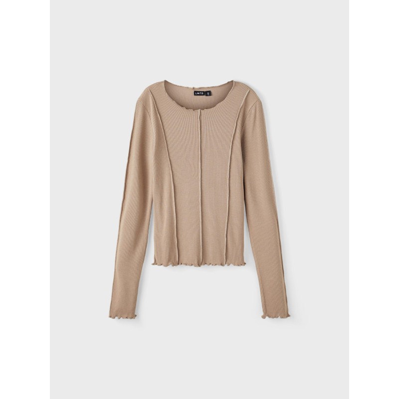 LMTD Fraw Langærmet Kort Top - Mocha Meringue