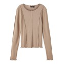 LMTD Fraw Langærmet Kort Top - Mocha Meringue