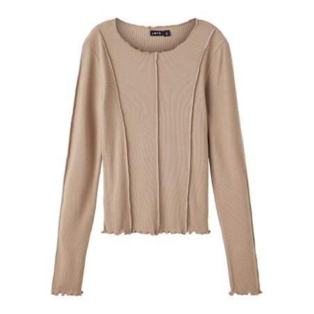 LMTD Fraw Langærmet Kort Top - Mocha Meringue
