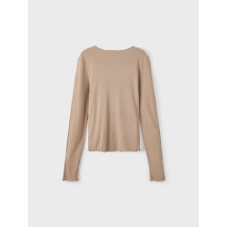 LMTD Fraw Langærmet Kort Top - Mocha Meringue