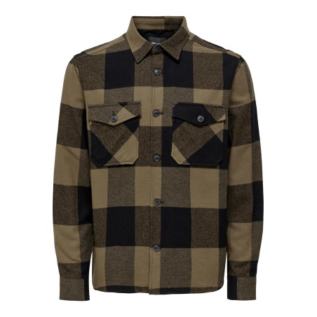 ONLY & SONS Milo Langærmet Ternet Overshirt - Partridge