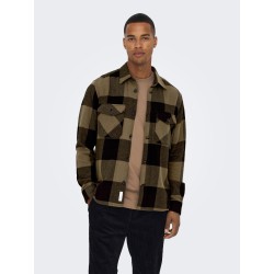 ONLY & SONS Milo Langærmet Ternet Overshirt - Partridge