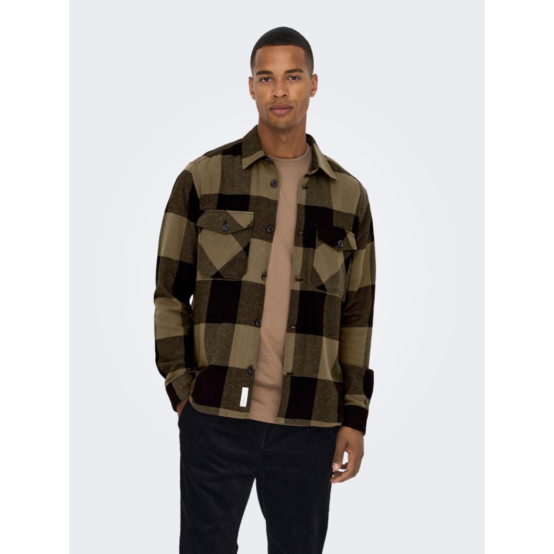 ONLY & SONS Milo Langærmet Ternet Overshirt - Partridge