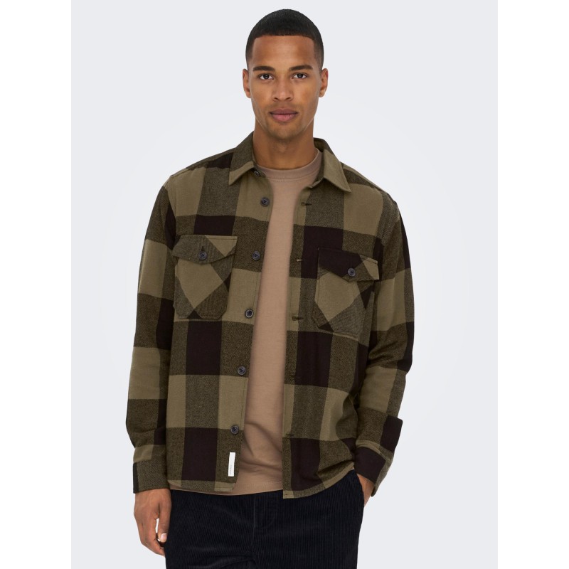 ONLY & SONS Milo Langærmet Ternet Overshirt - Partridge