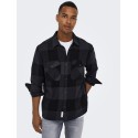 ONLY & SONS Milo Langærmet Ternet Overshirt - Dark Navy