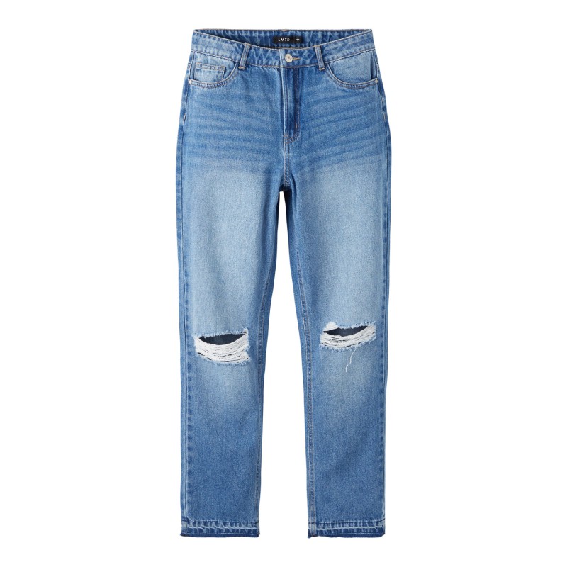 LMTD Letdizza Dnm Højtaljede Mom Pant - Medium Blue Denim