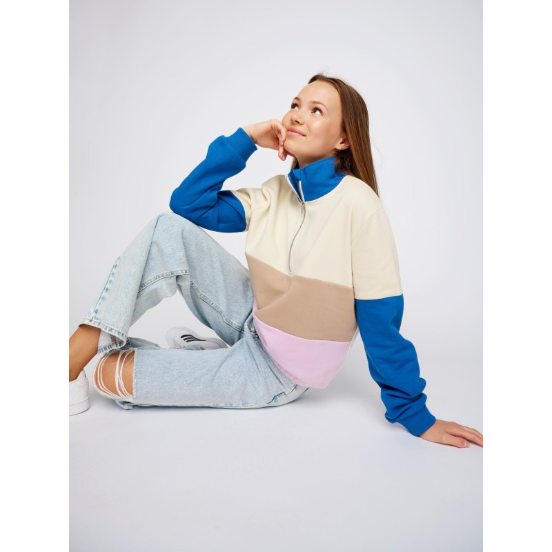 LMTD Nazip Langærmet Short Half Zip Sweatshirt - Turkish Sea