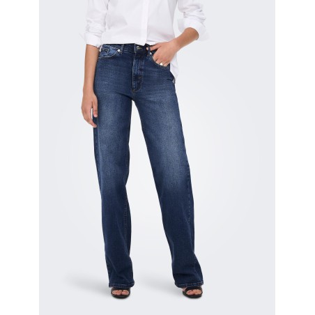 ONLY Juicy Brede Højtaljede Denim Jeans - Dark Blue Denim
