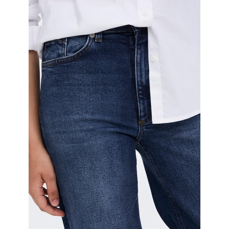 ONLY Juicy Brede Højtaljede Denim Jeans - Dark Blue Denim