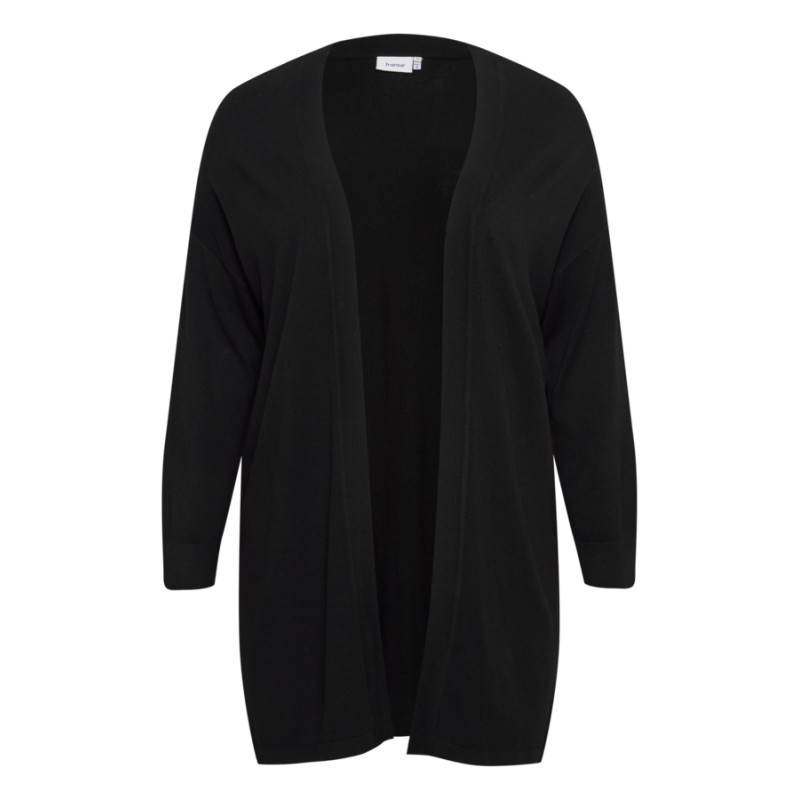 FRANSA Plus Lume Lang Strik Cardigan - Sort