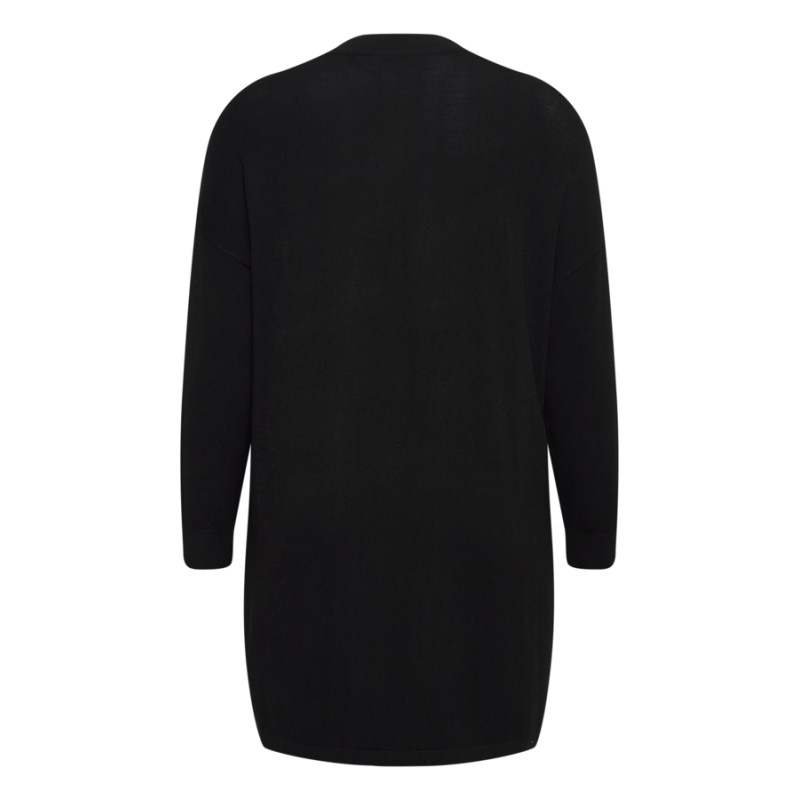 FRANSA Plus Lume Lang Strik Cardigan - Sort