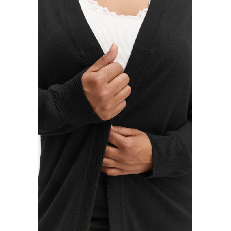 FRANSA Plus Lume Lang Strik Cardigan - Sort