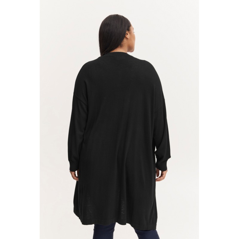 FRANSA Plus Lume Lang Strik Cardigan - Sort