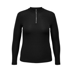 ONLY CARMAKOMA Højhalset Lynlås Bluse - Sort