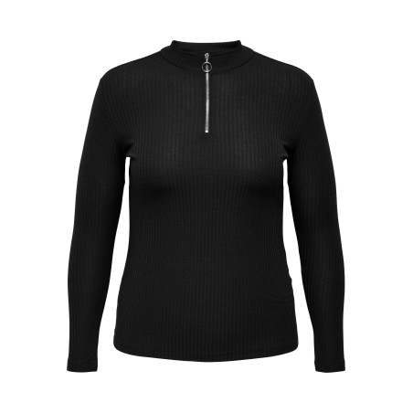 ONLY CARMAKOMA Højhalset Lynlås Bluse - Sort