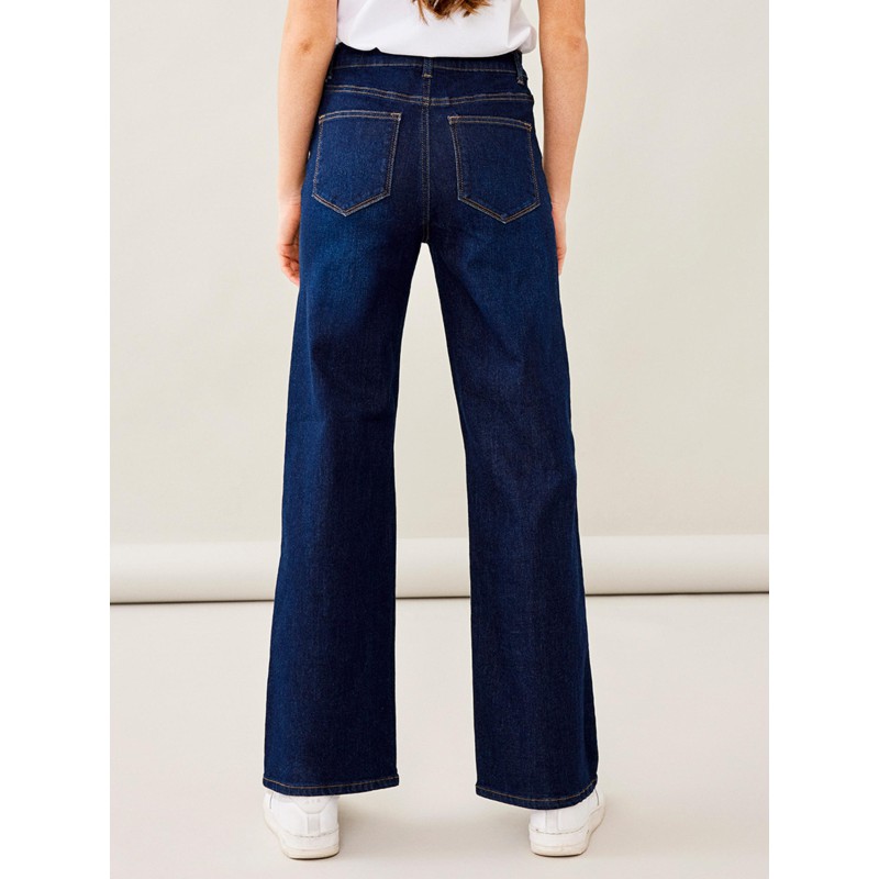 LMTD Linette Højtaljet Brede Denim Jeans - Dark Blue Denim