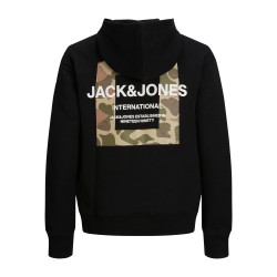 JACK & JONES JR Camo Sweat Hoodie - Sort