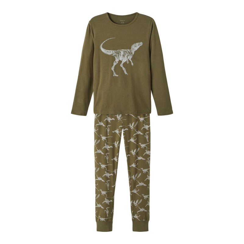 NAME IT Mini/Kids Dinosaur Natsæt - Olive Night