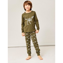 NAME IT Mini/Kids Dinosaur Natsæt - Olive Night
