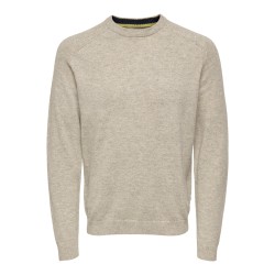 ONLY & SONS Onsedward Reg 7 Wool Crew Knit - Oatmeal