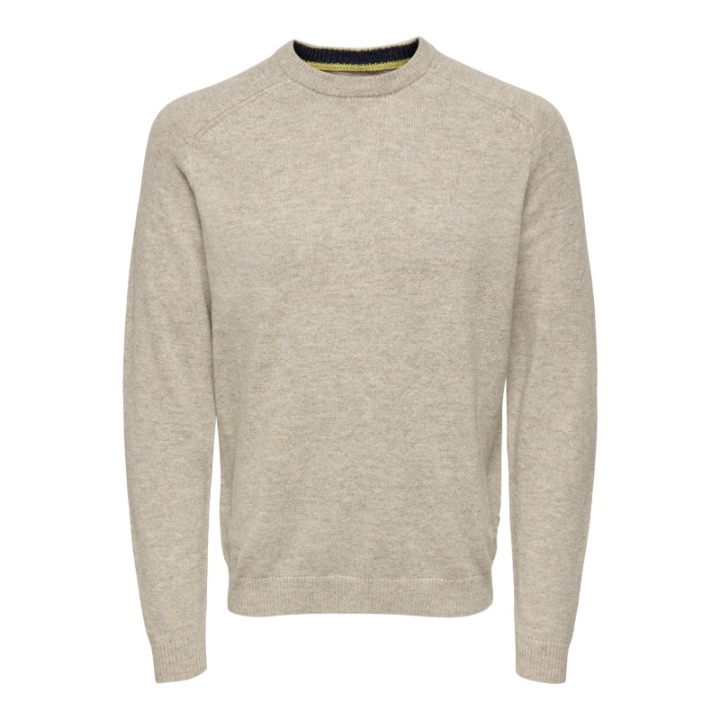 ONLY & SONS Onsedward Reg 7 Wool Crew Knit - Oatmeal