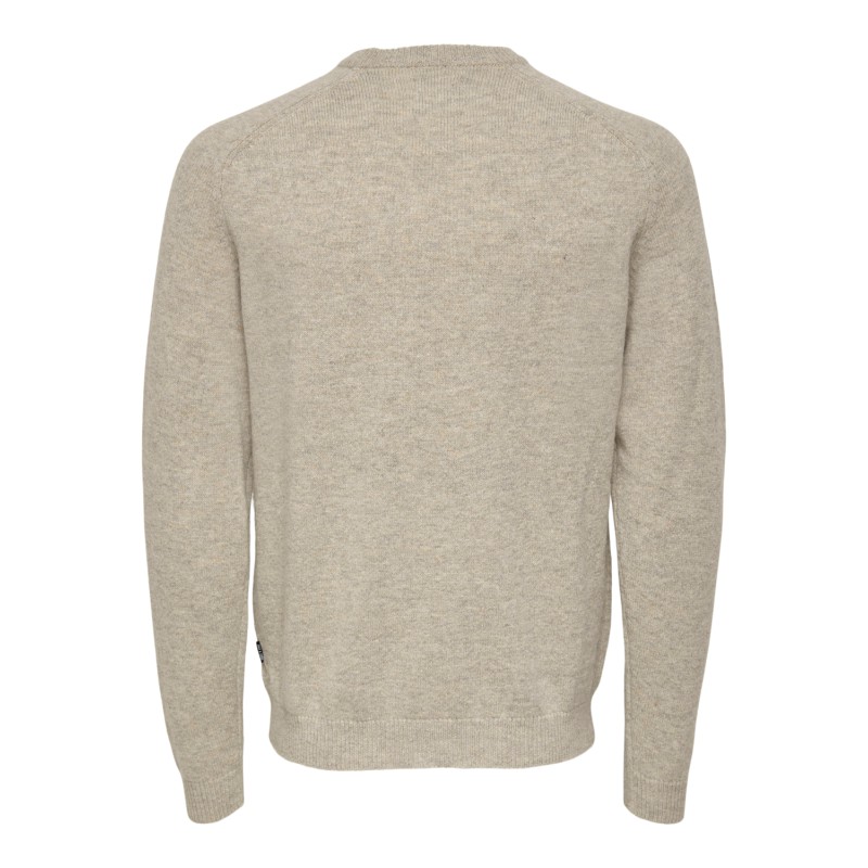 ONLY & SONS Onsedward Reg 7 Wool Crew Knit - Oatmeal