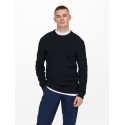 ONLY & SONS Phil Struktur Crew Neck Striktrøje - Dark Navy