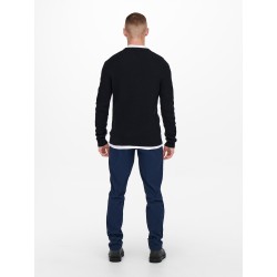 ONLY & SONS Phil Struktur Crew Neck Striktrøje - Dark Navy