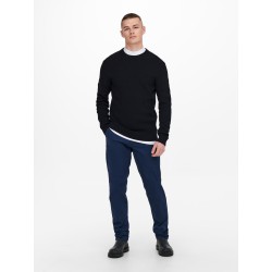 ONLY & SONS Phil Struktur Crew Neck Striktrøje - Dark Navy