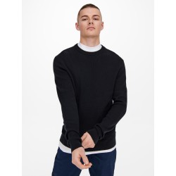 ONLY & SONS Phil Struktur Crew Neck Striktrøje - Dark Navy