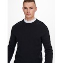 ONLY & SONS Phil Struktur Crew Neck Striktrøje - Dark Navy