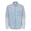 ONLY & SONS Onkortærmettorm L. Blue Block 3937 Shirt - Light Blue Denim